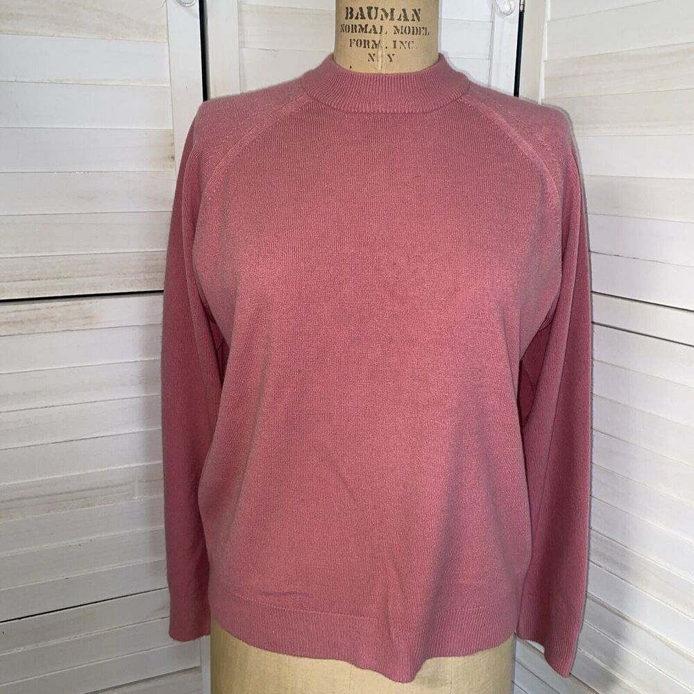 Vintage 80s/90s Women’s Mauve Pink Sweater Long Sleeve 1/4 Zip Size Large